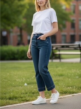 Sézane Straight Leg Jeans Blue Dark Wash with High-Rise size 4